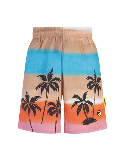 Shop Barrow Multicoloured Bermuda Shorts With Logo And Palm Trees In Spotted