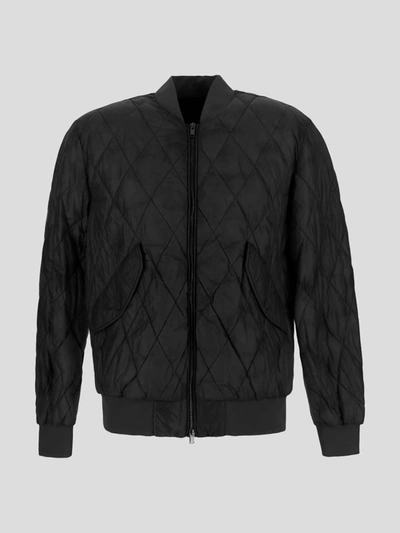 Shop Bdp Coats In <p>bpd Bomber Jacket Black Nylon With Quiltedt Texture And Two Front Pockets With Flaps