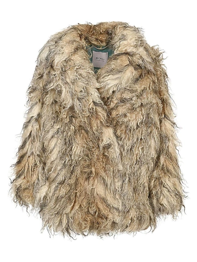 Becagli Faux-fur Oversize Coat In Beige