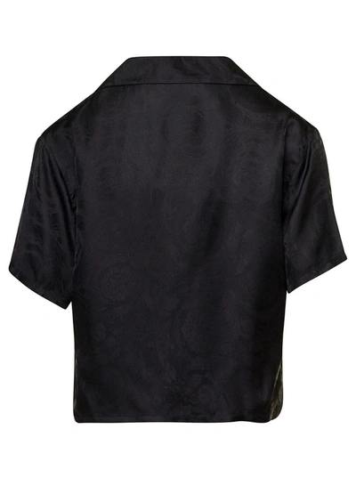 Shop Versace Black Barocco-tone On Tne Floreal Print Shirt In Viscose Woman
