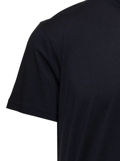Shop Tom Ford Black Basic Crewneck T-shirt With Tonal Stitching In Cotton Blend Man