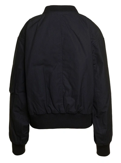 Shop Apc Black Bomber Jacket With Flap Pockets In Wax Cotton Woman