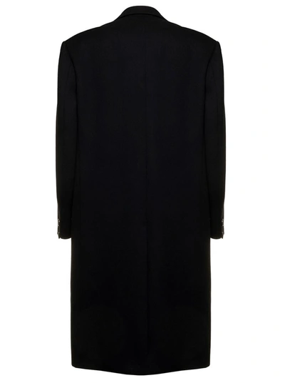 Shop Versace Black Coat In Virgin Wool  Man