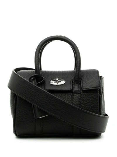 Shop Mulberry Black Hand Bag With Silver-tone Embossed Details In Leather Woman