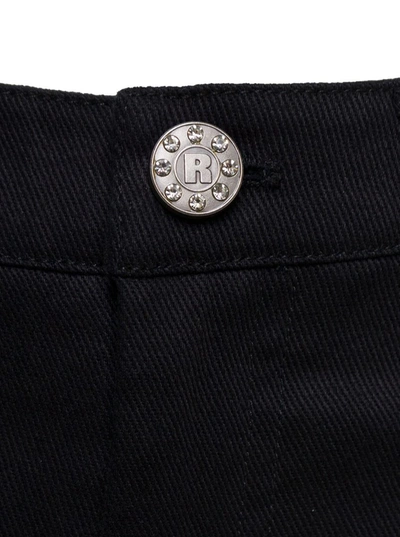 Shop Rotate Birger Christensen Black High-waist Jeans With Jewel Detail At The Back In Cotton Woman