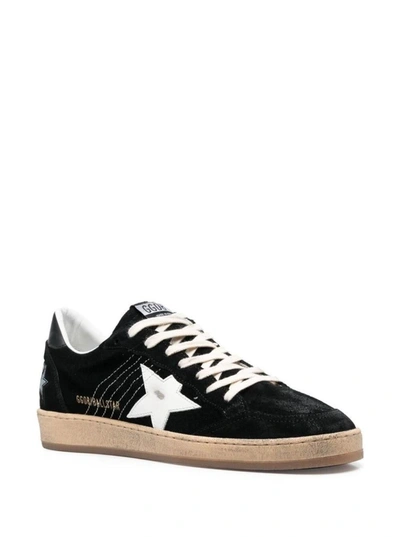 Shop Golden Goose Black Suede Ballstar Low Top Sneakers With Logo In Leather Man