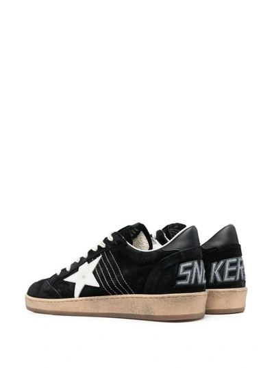 Shop Golden Goose Black Suede Ballstar Low Top Sneakers With Logo In Leather Man