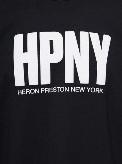 Shop Heron Preston Black T-shirt With Contrasting Logo Print In Cotton Man