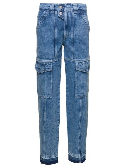 Shop Isabel Marant Étoile Blue Denim Cargo Pants With Pockets In Cotton Woman