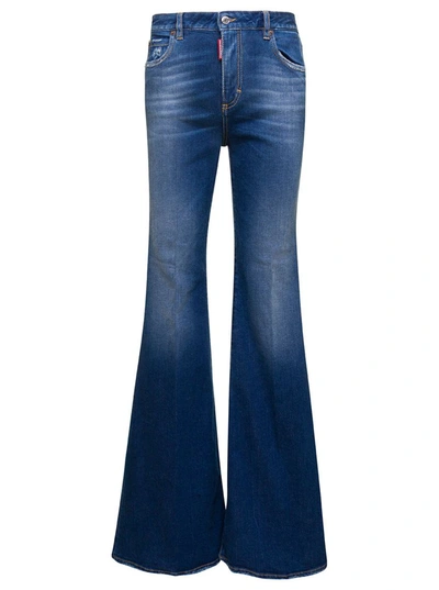 Shop Dsquared2 Blue Denim Flared Jeans  In Cotton Woman