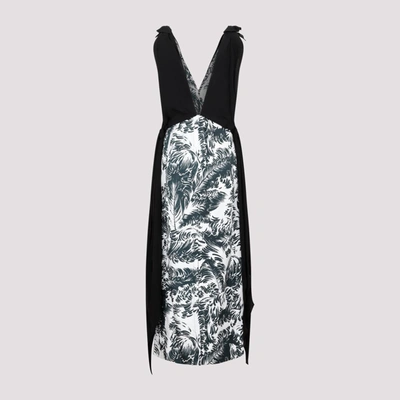 Shop Bottega Veneta Printed Silk Long Dress In Black