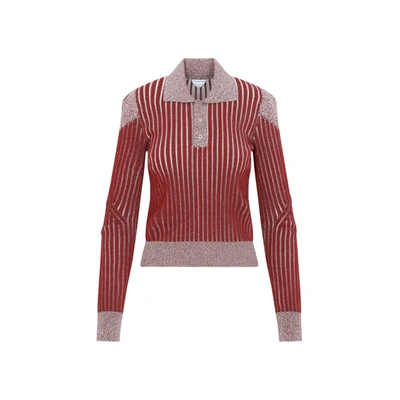 Shop Bottega Veneta Ribbed Cotton Polo Shirt In Red