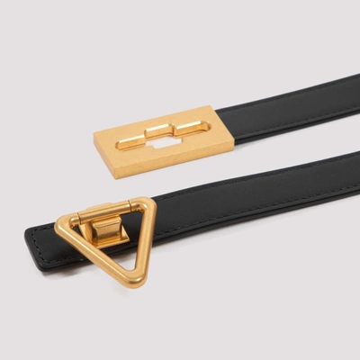 Shop Bottega Veneta Triangle Leather Belt In Black