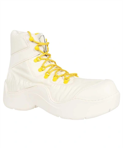 Bottega Veneta Puddle Bomber Lace-up Boots In White