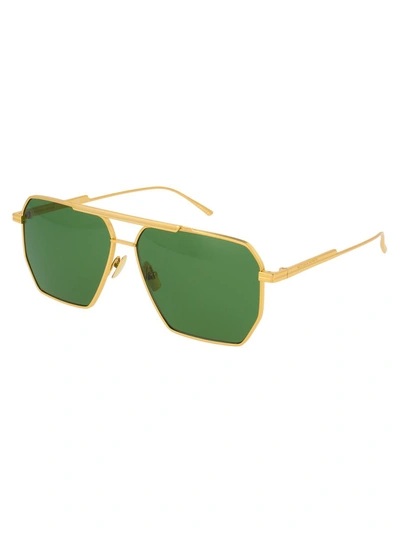 Shop Bottega Veneta Sunglasses In 004 Gold Gold Green