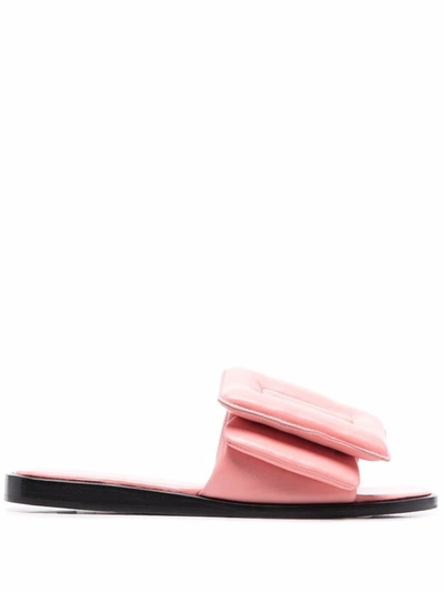 Boyy Pink Leather Puffy Slippers In Pink