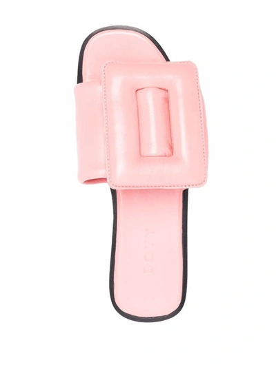 Boyy Pink Leather Puffy Slippers In Pink