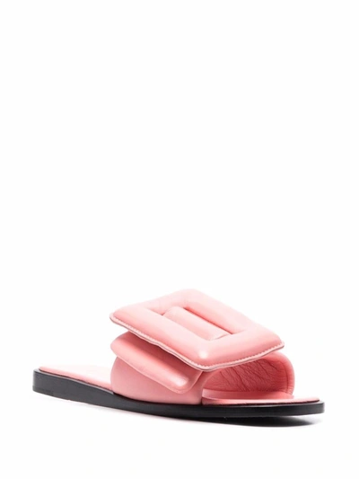 Boyy Pink Leather Puffy Slippers In Pink