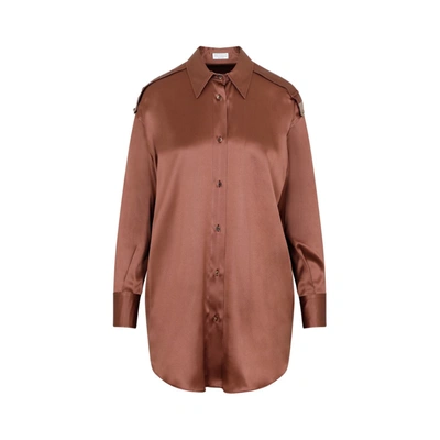 Shop Brunello Cucinelli Silk Shirt In Brown
