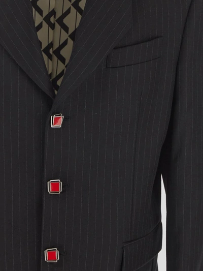 Shop Canaku Çanaku Suit In <p>çanaku Black Suit In Black Wool With Stripes Pattern