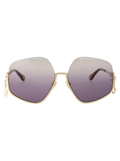 Shop Chloé Chloe Sunglasses In 004 Gold Gold Violet