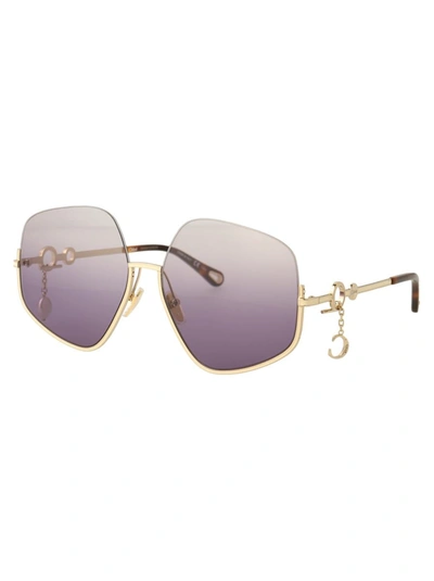 Shop Chloé Chloe Sunglasses In 004 Gold Gold Violet