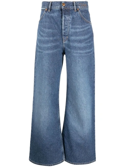 Shop Chloé Wide Leg Denim Jeans In Blue