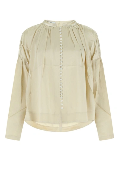 Co Ruched-detail Round-neck Blouse In Ivory