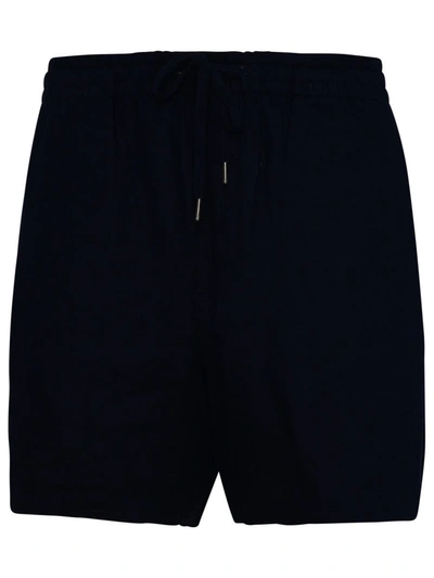 Shop Polo Ralph Lauren Blue Linen Bermuda Shorts In Navy