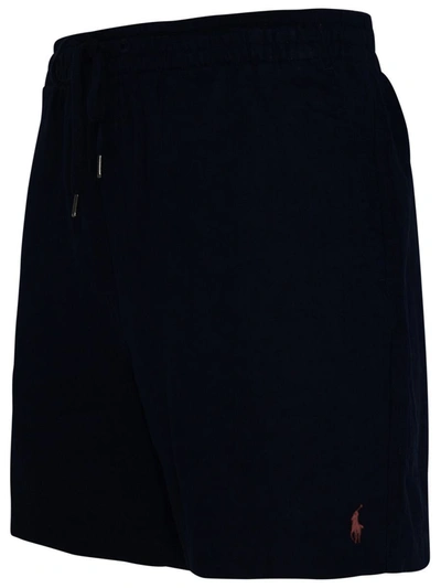 Shop Polo Ralph Lauren Blue Linen Bermuda Shorts In Navy