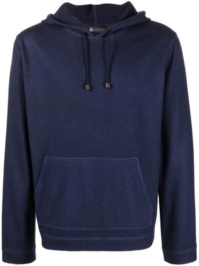 Shop Colombo Silk Blend Cashmere Hoodie In Blue