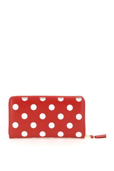 Shop Comme Des Garçons Comme Des Garcons Wallet Polka-dot Print Zip-around Wallet In Red