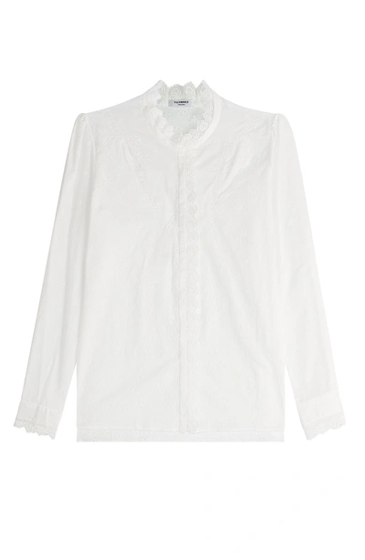Vilshenko Cotton Blouse With Floral Lace Trim In White