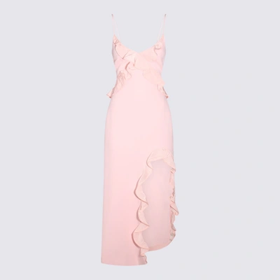 Shop David Koma Pink Viscose Blend Cami Dress In <p>pink Viscose Blend Cami Dress From  Featuring Thin Sleeves, Ruffled Details, Asymmetric