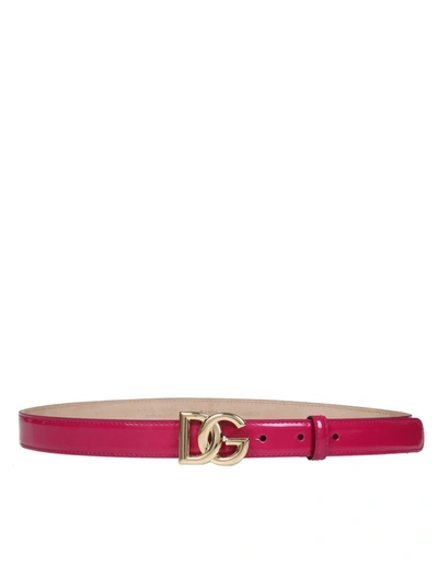 Shop Dolce & Gabbana Belt In Shiny Calf Leather In Cyclamin