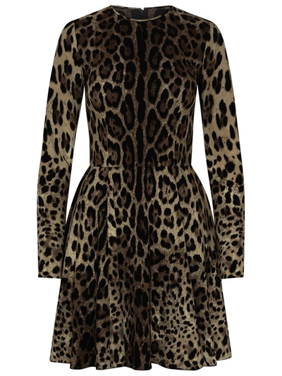 Shop Dolce & Gabbana Leopard Dress In Brown