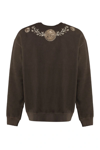 Shop Dolce & Gabbana Cotton Crew-neck Sweatshirt In Brown