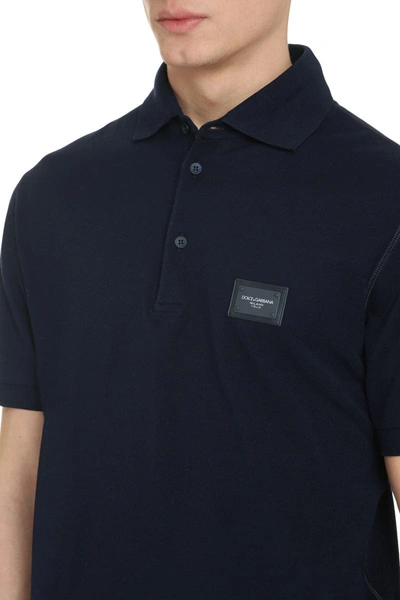Shop Dolce & Gabbana Cotton-piqué Polo Shirt In Blue