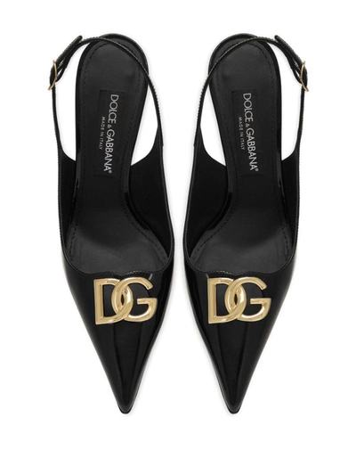 Shop Dolce & Gabbana Logo-plaque Slingback In Black