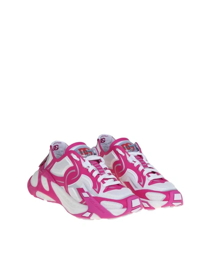 Shop Dolce & Gabbana Sneakers In Nylon And Fabric In White/pink