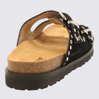 Shop Dsquared2 Black Suede Duble Buckle Sandals