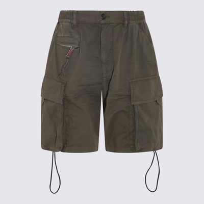 Shop Dsquared2 Dark Green Cotton Blend Cargo Shorts