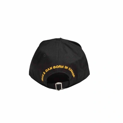Shop Dsquared2 Multicoloured 'fuck All But The Flag' Embroidered Black Hat With Visor