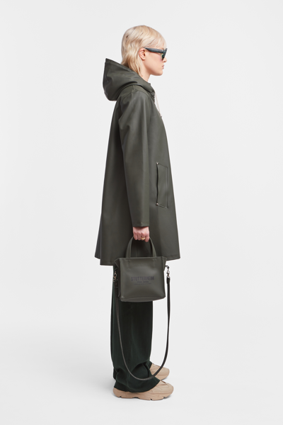 Stutterheim Mosebacke Suede Raincoat Jacket In Dark Green In Green