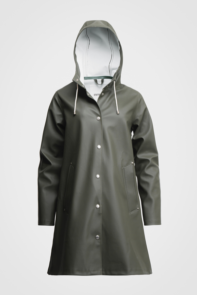 Stutterheim Mosebacke Suede Raincoat Jacket In Dark Green In Green