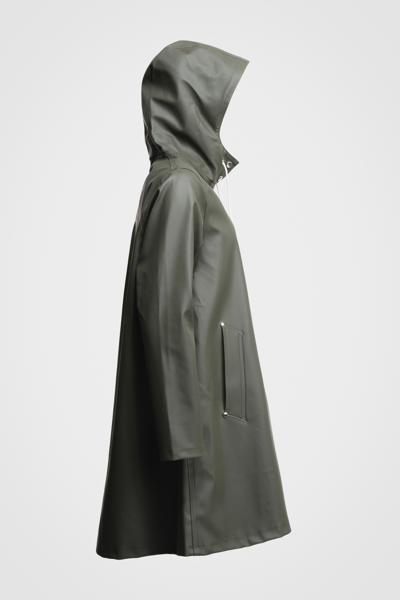 Stutterheim Mosebacke Suede Raincoat Jacket In Dark Green In Green