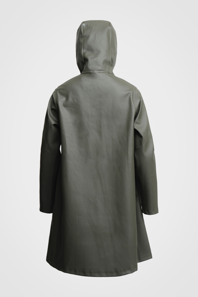 Stutterheim Mosebacke Suede Raincoat Jacket In Dark Green In Green