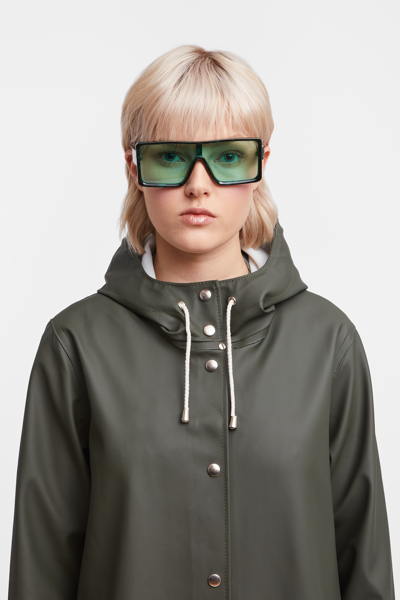 Stutterheim Mosebacke Suede Raincoat Jacket In Dark Green In Green