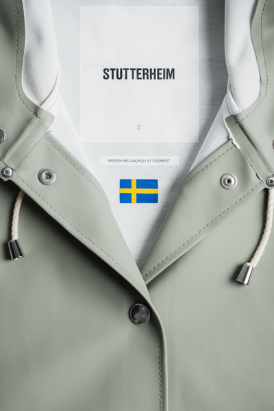 Stutterheim Mosebacke Raincoat In Khaki Green
