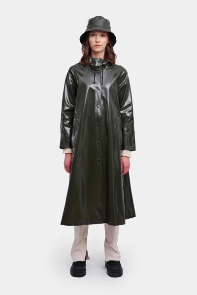 Shop Stutterheim Mosebacke Long Opal Raincoat In Green